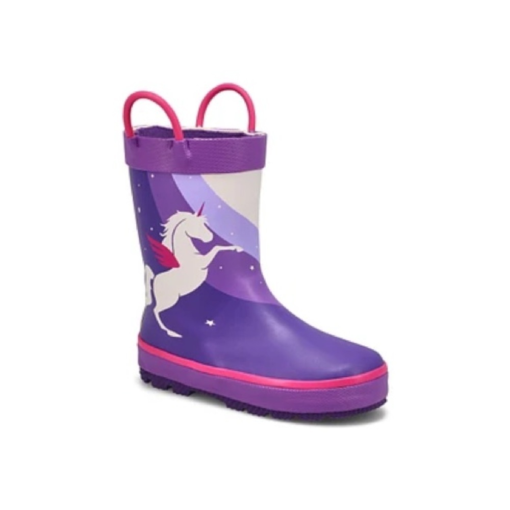 Kamik Kids Rain Boots with Unicorn Design - Purple and Pink